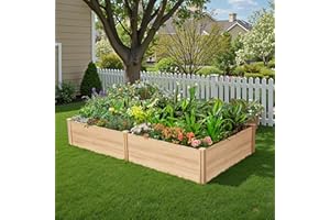 SPECRAFT 8x4 Ft Wood Raised Garden Bed, Durable 15 Inch Depth Planter Box for Vegetables, Herbs, and Flowers, Ideal for Outdoor Gardening with Open Base