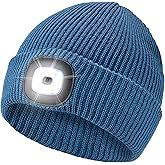 Etsfmoa Unisex Hat with Light,Winter Knitted Lighted Beanie for Men and Women,Rechargeable LED Cap