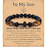 Leyung Cross Bracelet Gifts for Teen Boys Men, Easter Basket Stuffers Baptism Confirmation First Holy Communion Christmas Christian Gifts for Son Grandson Nephew Godson Brother