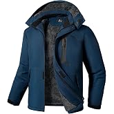 ZITY Men's Ski Jacket Windproof Waterproof Warm Fleece with Detachable Hood | Winter Snowboard Coat with Multi Pockets Parka Raincoat for Outdoor Cold Weather