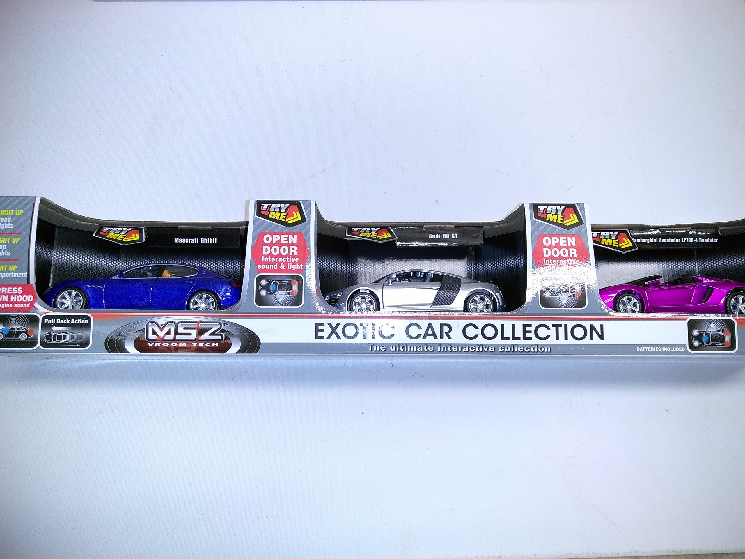 MSZ 3 Pack Exotic cars Collection (Maserati Ghibli, Audi R8 GT, and Laborghini Aventador LP700-4 Roadster)