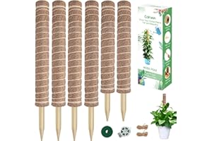 COLRASN Moss Pole for Plants Monstera, Extra-Long 115 inch Moss Stick for Climbing Plants, 4 Pcs 20.5" and 2 Pcs 16.5" Coco Coir Pole for Indoor Potted Plants Grow Upwards, Totem Pole Plant Support