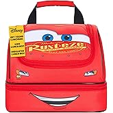Get Trend Disney Cars Lightning McQueen Lunch Box Insulated Two Compartments for Kids Teens Work Travel Picnic (Red McQueen)