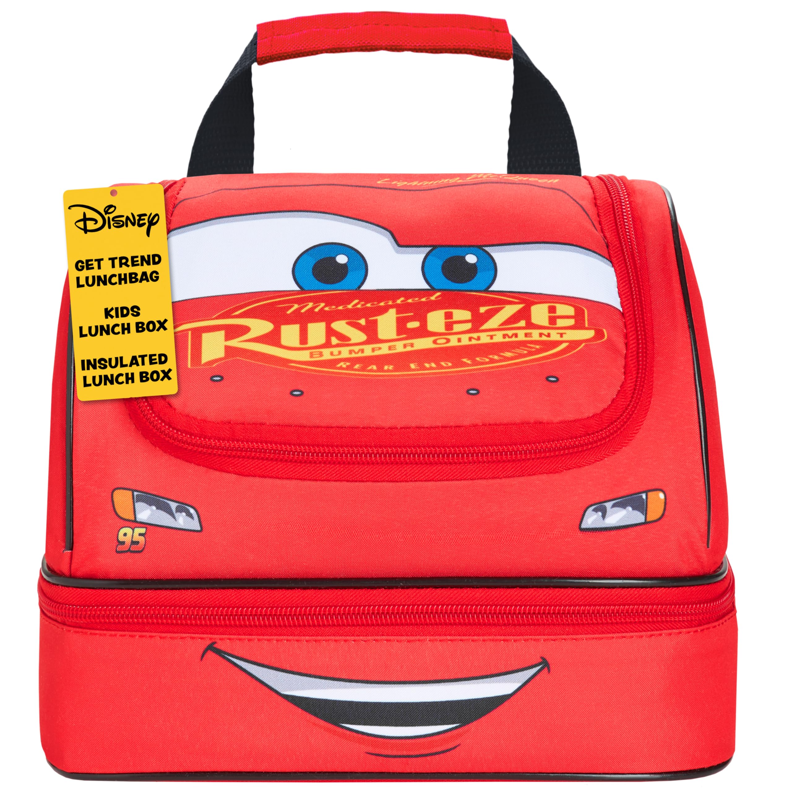 Photo 1 of Get Trend Disney Cars Lightning McQueen Lunch Box Insulated Two Compartments for Kids Teens Work Travel Picnic (Red McQueen)
