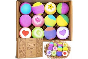 SeasonBliss Bath Bombs, 12 Pack Handmade Bubble Shower Bombs Set, Christmas Stocking Stuffers, Shea Butter & Individually Wrapped, Valentines Day Gifts for Her/Him, Wife, Mom Women
