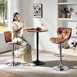Yaheetech Round Bar Table Adjustable 69.5-91 cm Rustic Brown view 2