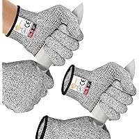 EvridWear 2 Colors 2 Pairs Combo Level 5 Cut Resistant Gloves with Strong Silicone Grip Dots Kitchen Meat cutting Fish…