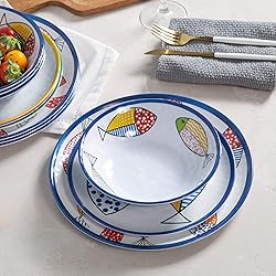 Gofunfun Melamine Dinnerware set for 4, Plates and