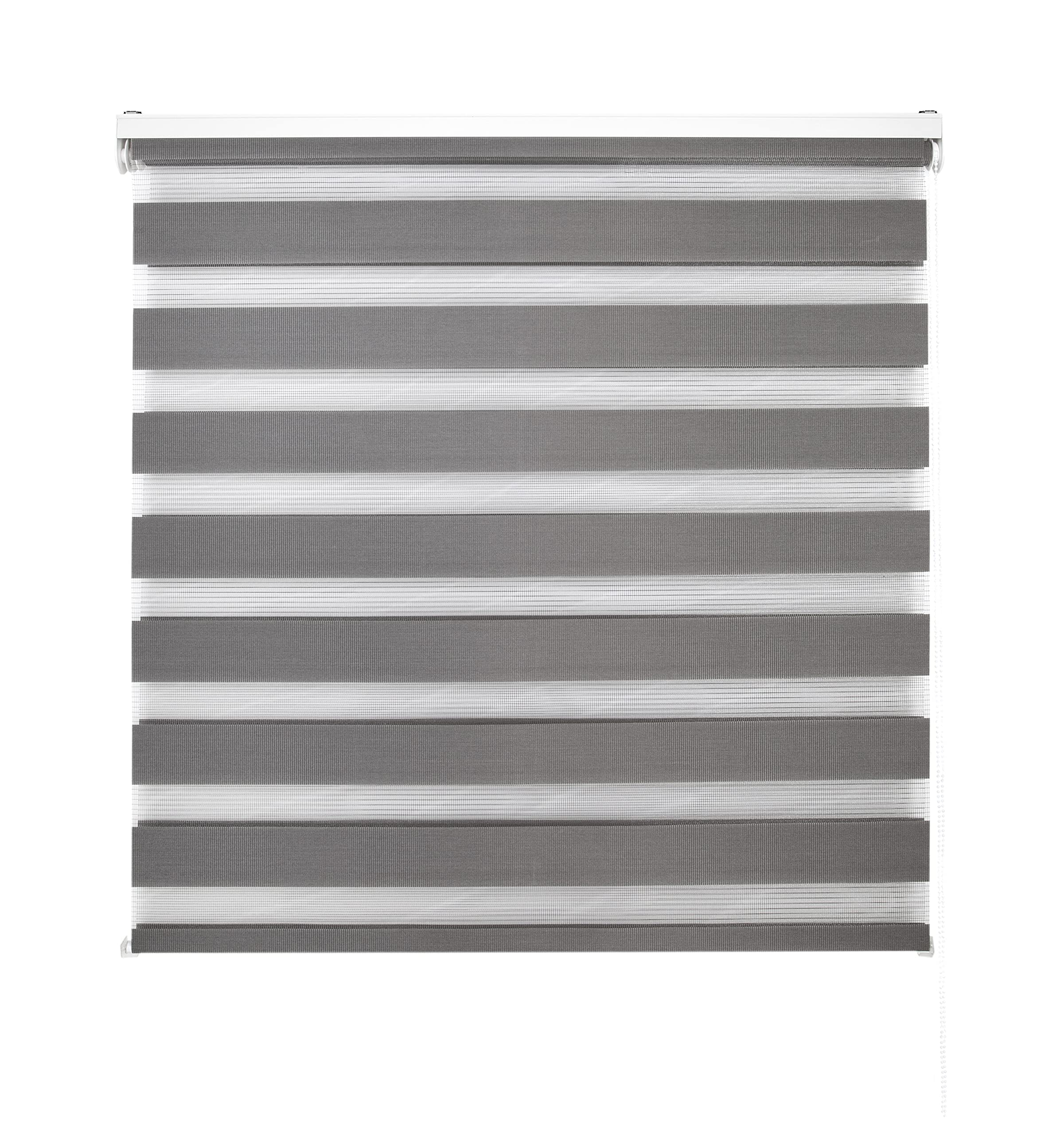 Blindecor | Night and Day Roller Blind to Measure | Double Layer | Anthracite Grey | 80 x 180 cm (W x H) Fabric Size 77 x 175 cm | Window Blinds