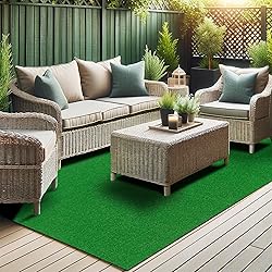 Ottomanson Artificial Grass Turf 5'3" x 8'2" Indoor