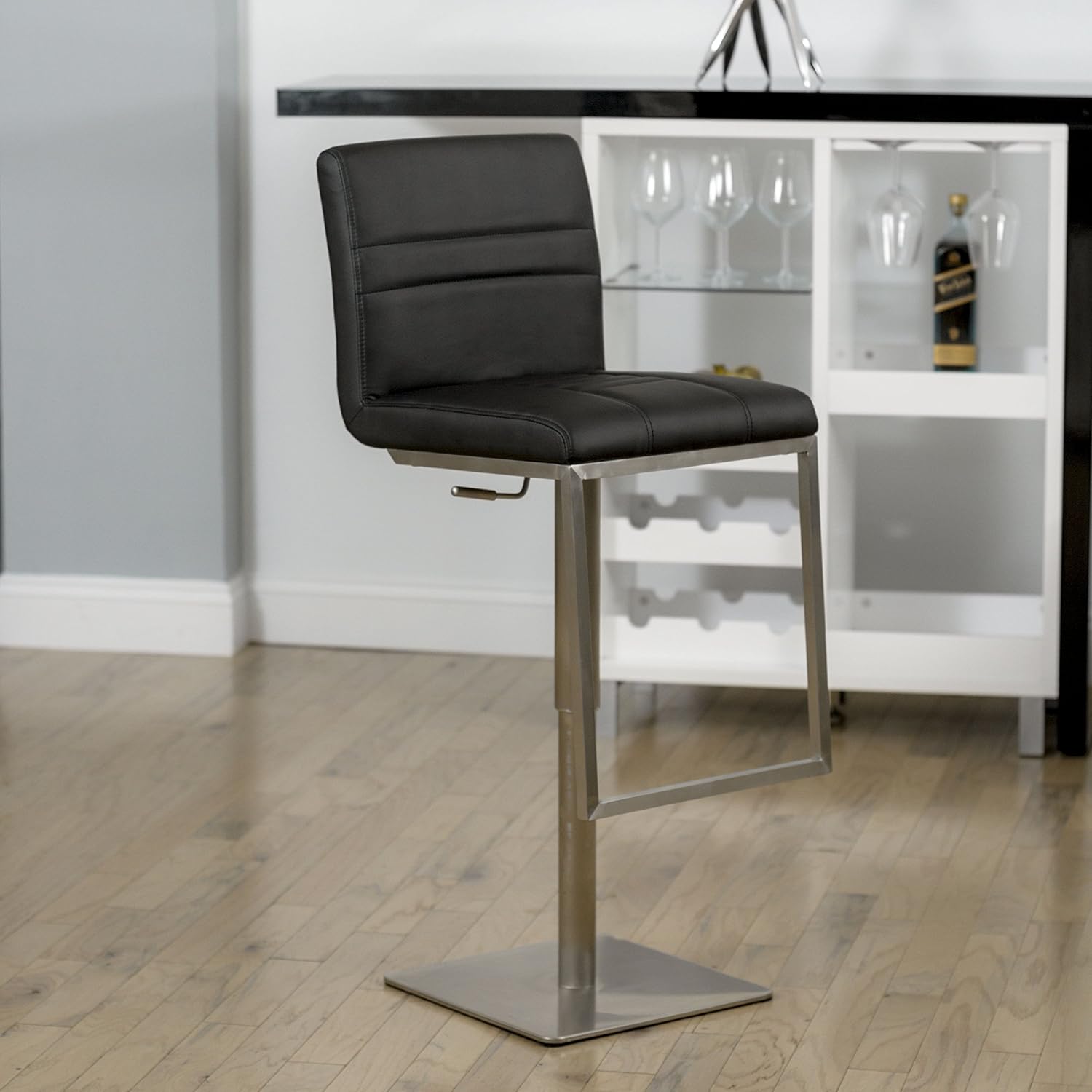 MIX Brushed Stainless Steel Faux Leather Black Adjustable