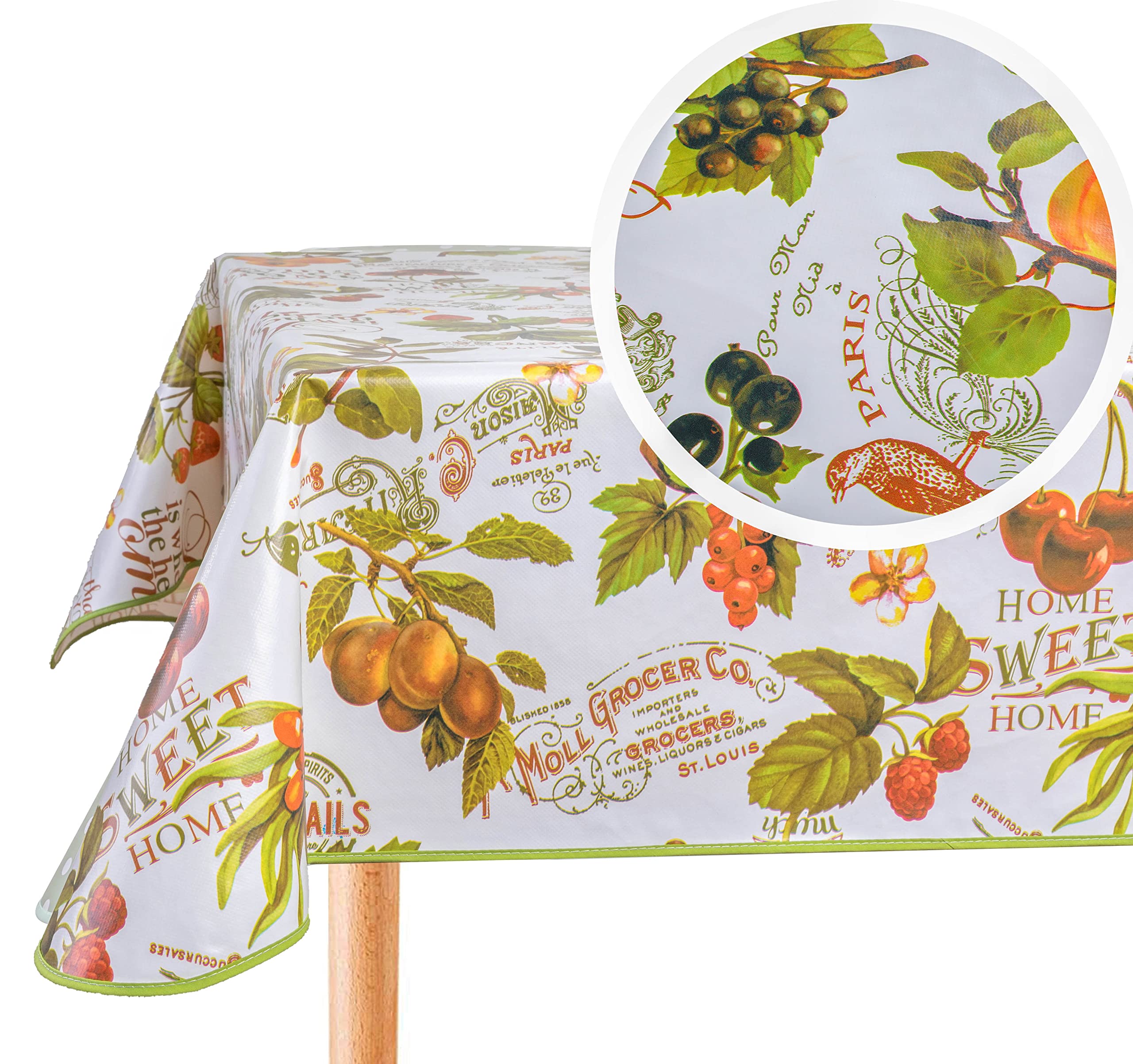 Home Direct Rectangular Oilcloth PVC Wipe Clean Tablecloth Table Cover 140cm x 180cm 55x70 Fruit