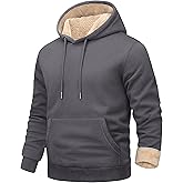 EKLENTSON Hoodies for Men Fleece Pullover Heavyweight Winter Warm Sweatshirts Sherpa Lined Hoodie with Kanga Pocket