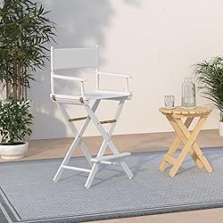 Casual Home Director's Chair ,White Frame/White