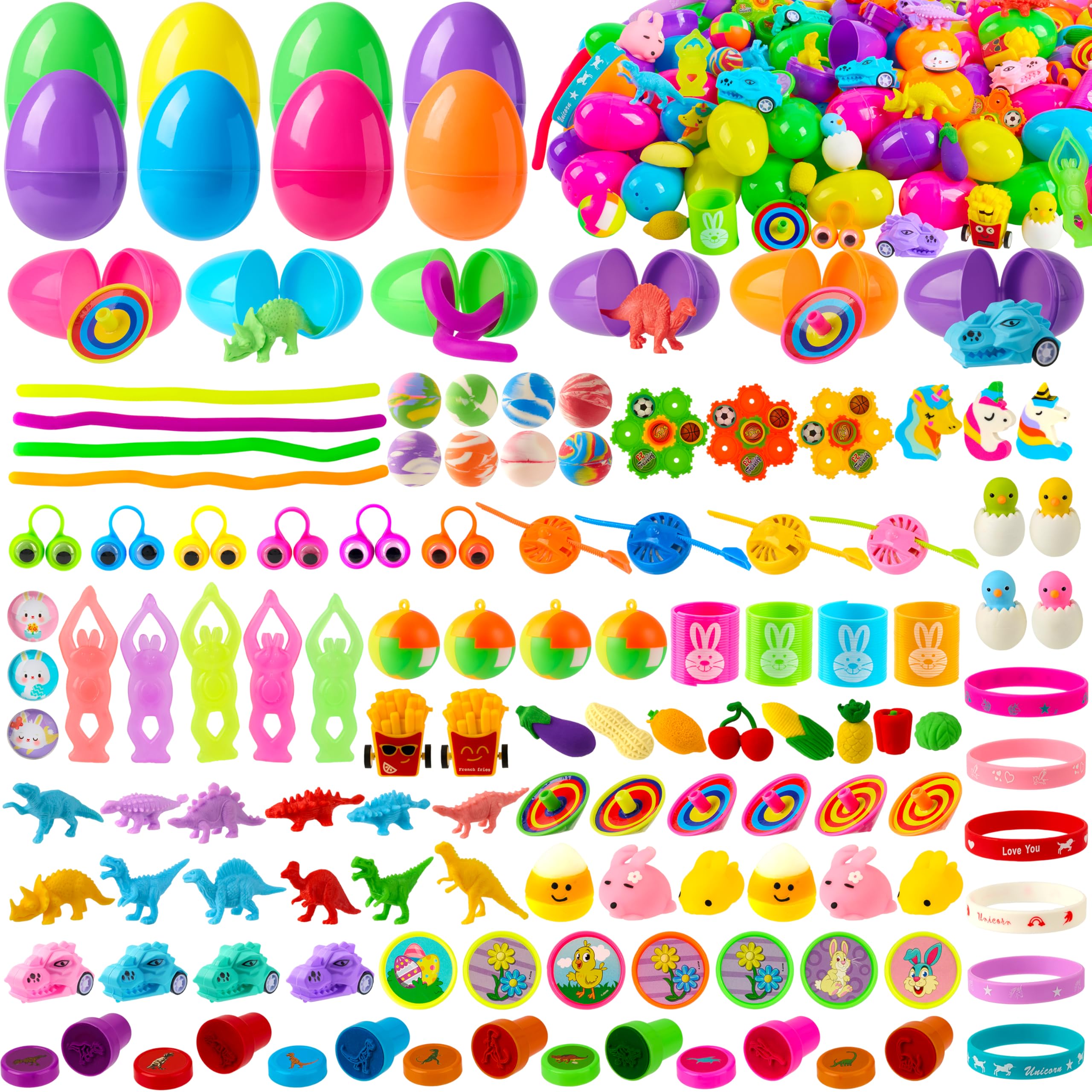JOYIN 160 PCS Prefilled Easter Eggs with Assorted Toys for Easter Egg Hunt Supplies, Basket Stuffers, Classroom Prizes, Party Favor