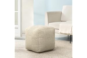 Anji Mountain 100% Handmade & Handcrafted Comfortable Home Décor Pouf Ottoman Footrest for Living Room, Bedroom, Nursery, Kidsroom, Patio Furniture - (20" x 20" x 20" - Natural)