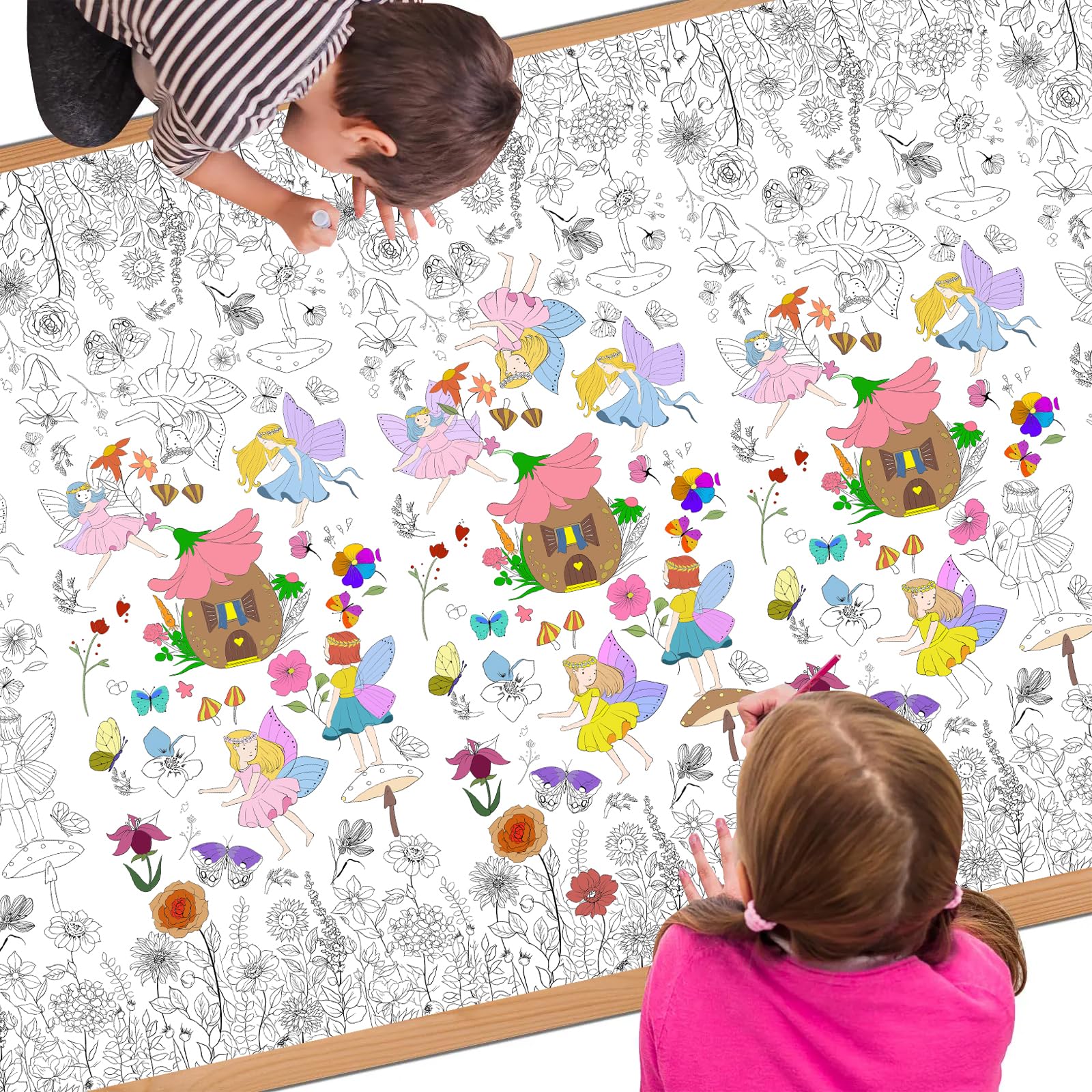 Butterfly Giant Colouring Table Cloth for Kids,137*274cm Spring Butterfly Colouring Poster Tablecloth Colouring Books Table Cover for Girls Boys School Party Poster Educational Doodle Activity Game