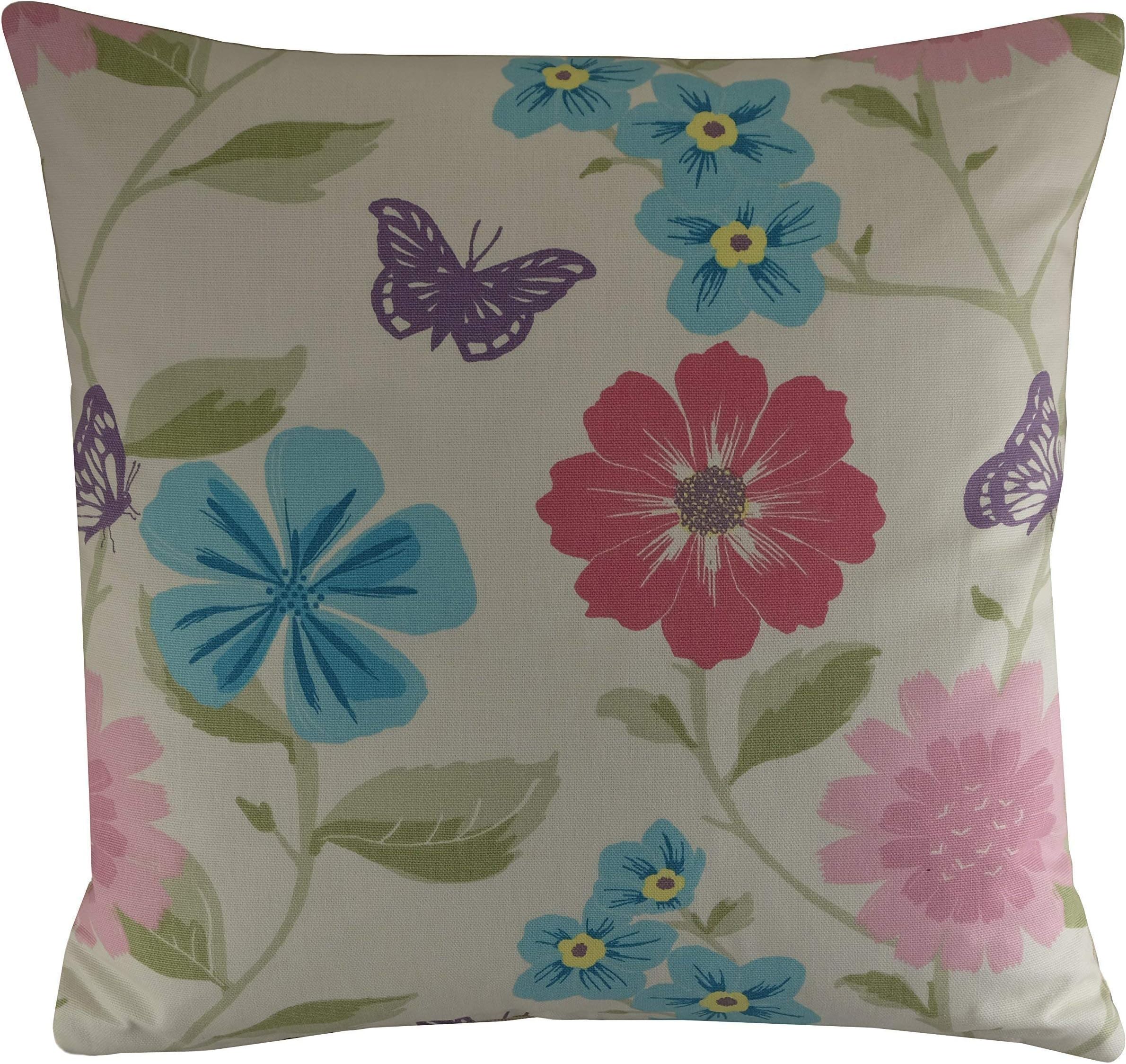 Floral Butterfly Cushion Cover 40x40, Flower Print Pillow Case