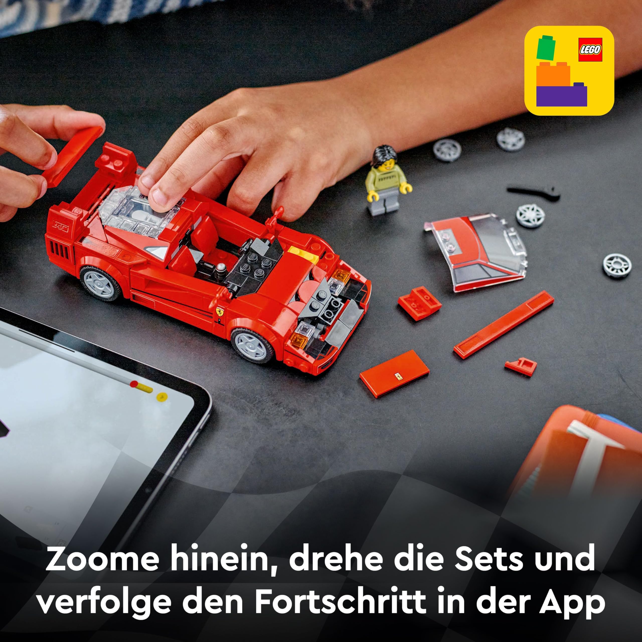 LEGO Speed Champions Ferrari F40 Supersportwagen, Spielset mit baubarem Spielzeugauto und Fahrer-Minifigur, Bauset zum Sammeln für Kinder, Geschenk für Jungen und Mädchen 76934 6