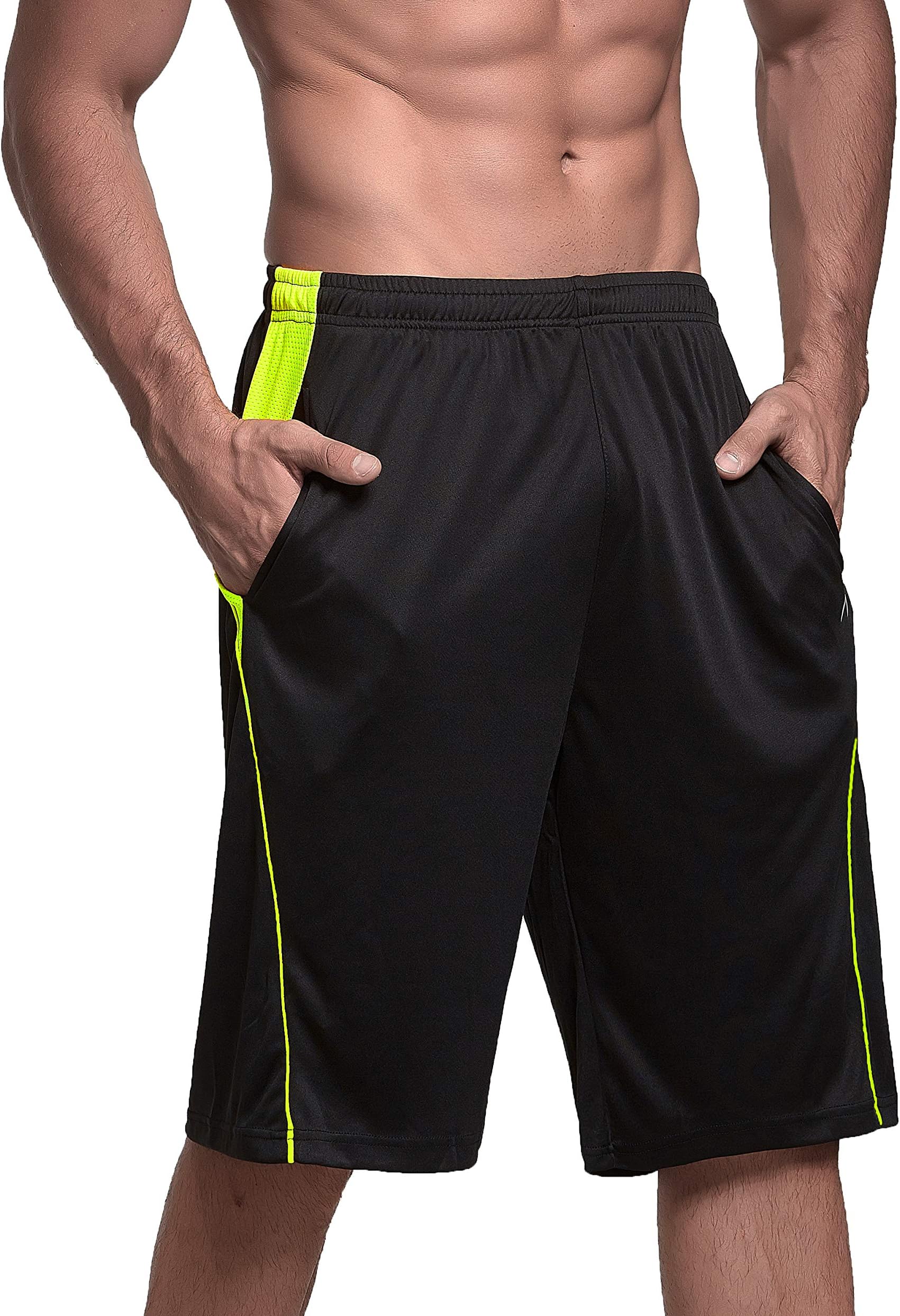 KPSUN Men's Lightweight Quick-Dry Basic Athletic Basketball Gym & Running Shorts with Pockets