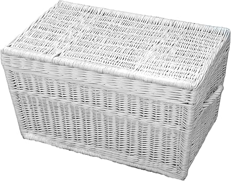 Blanco Cesta de mimbre de 60 cm, maletín, cesta, Baúl mimbre baúl: Amazon.es: Hogar