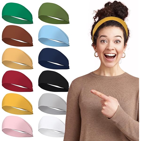 12er Pack Stirnbänder Für Damen & Herren – Bunte Turban-Stirnbänder, Einheitsgröße