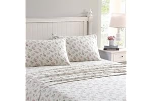 Laura Ashley Home - Twin Sheets, Cotton Flannel Bedding Set, Brushed for Extra Softness & Comfort (Audrey, Twin)