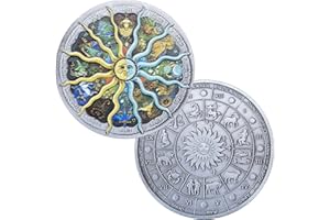 MXHUA Twelve Constellations Colorful Challenge Coin Zodiac Lucky Coin Good Luck Charm