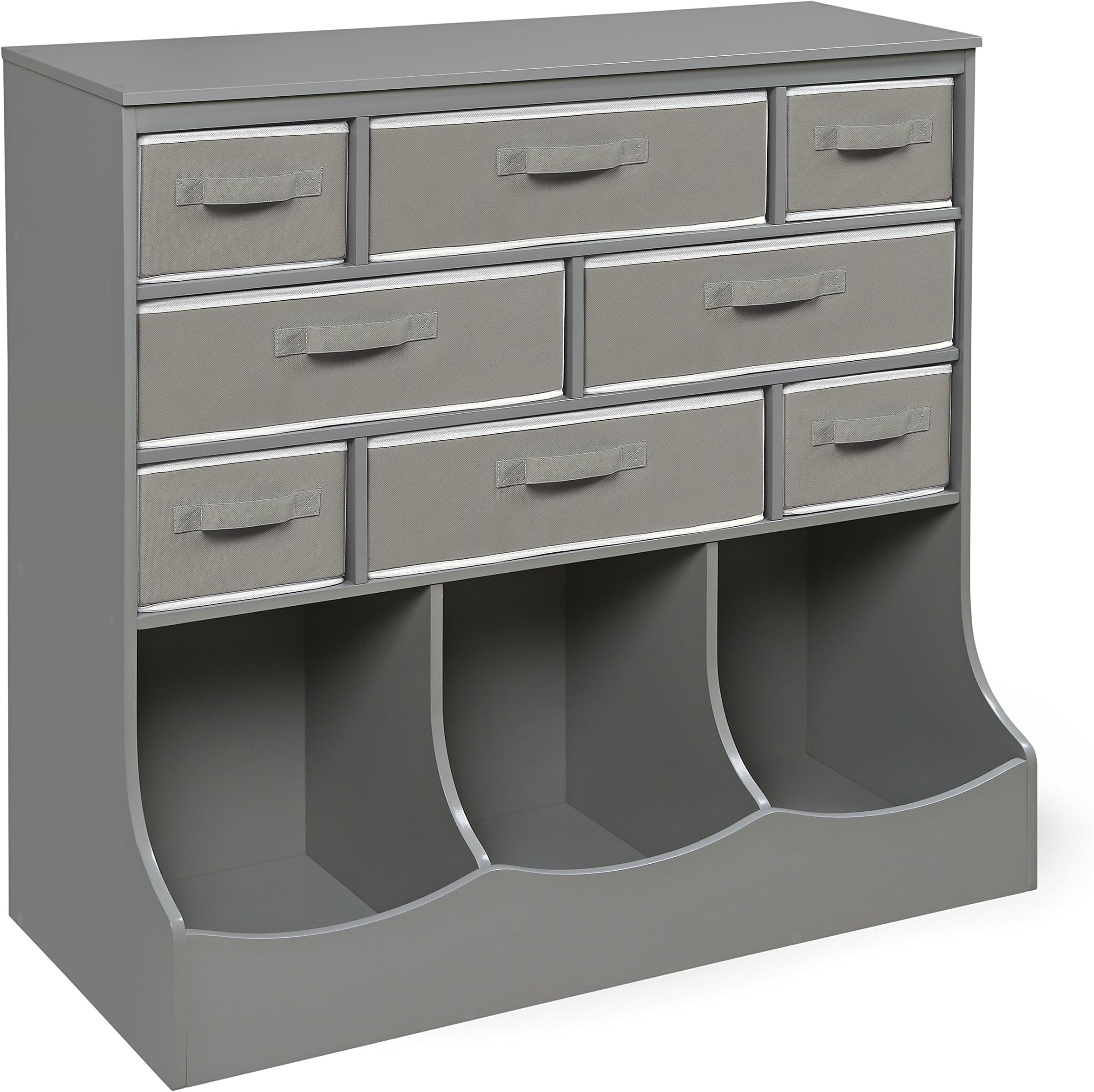 Badger BasketStorage Station with 8 Baskets & 3 Bins – Versatile Organizing Unit for Toys, Crafts & More - Gray