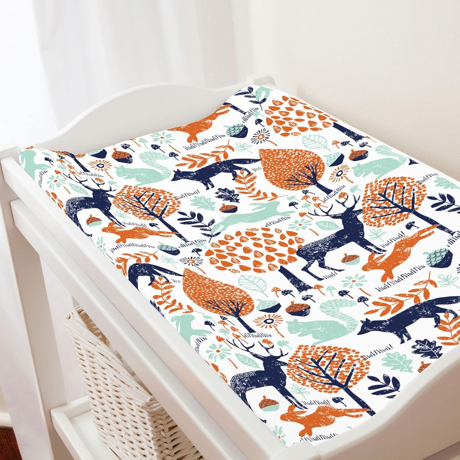 Carousel Designs Navy and Orange Woodland Animals Changing