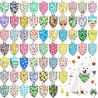 60Pcs Dog Bandanas Bulk, Spring Summer Dog Bandanas Bibs Triangle Pet Scarf Kerchief Washable Adjustable Puppy Bandana for Ho