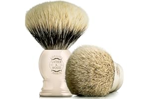LATHER & WOOD SHAVING CO Pure Badger Shaving Brush –Premium Handmade – Simply the Best Luxury Men’s Shave Brush (Pure Badger)