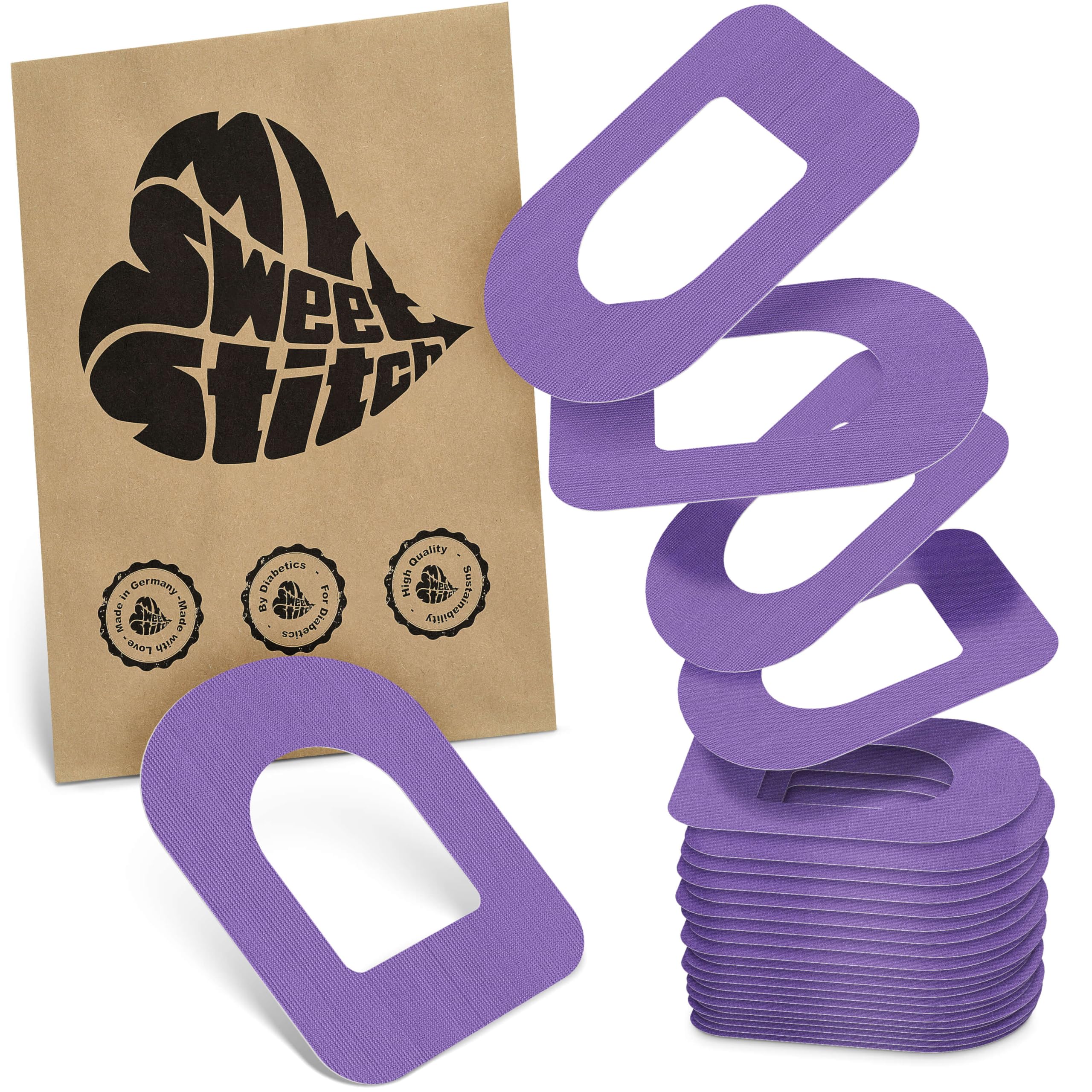 MySweetStitch - 25 x Omnipod Patches, Ring Patch Ø 95 x 72mm, Waterproof, Breathable, Skin-Friendly, Made in Germany, Purple