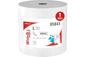 WypAll GeneralClean L30 Cloths Heavy Duty Cleaning Wipes, Jumbo (05841), Strong and Soft Bulk Paper Wipers, White (1 Roll of 875 Sheets)