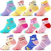 ELUTONG Toddler Socks with Grips Anti Slip Ankle Socks 12 Pairs for 1-7 Years Boys Girls Kids Infant Baby