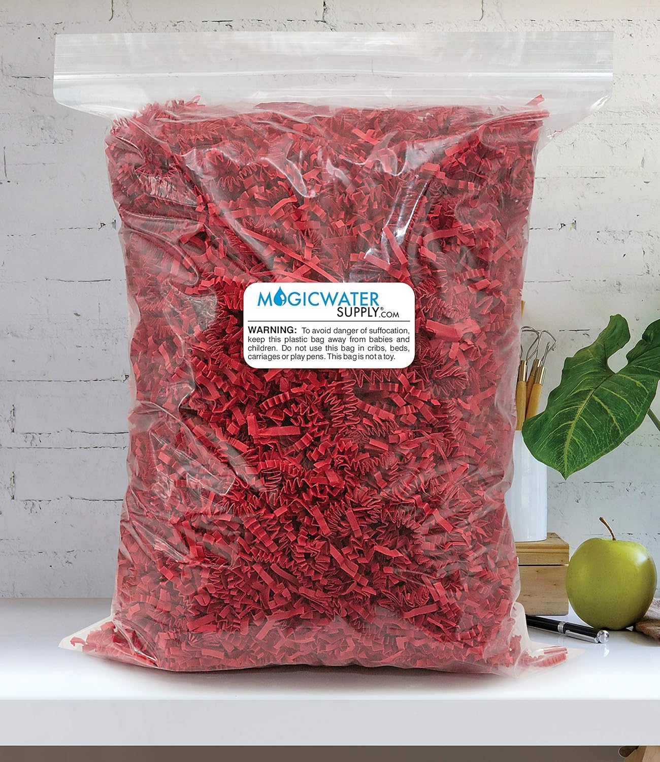 Crinkle Cut Paper Shred Filler (1/2 LB) for Gift Wrapping & Basket Filling - Red | MagicWater Supply: Home & Kitchen