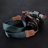 Padwa Lifestyle Dark Blue Green Camera Strap Crazy Horse Leather Ends Cotton view 8