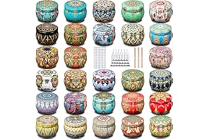 Ahyiyou DIY Candle Tins 4.4oz 28 Pieces 28 Color, Round Containers with Lids, Candle Wicks, Wicks Holder, Wicks Stickers for Candle Making, Arts & Crafts, Storage & More