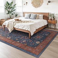Boho Navy Blue 10x14 Area Rug for Living
