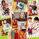 Coodoo Magnetic Tiles 40Pcs STEM Blocks Toddler Preschool Learning Rainbow view 8
