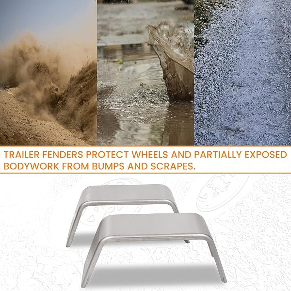 ECOTRIC SQUARE TRAILER FENDERS FOR 14″-16″ WHEELS COMPATIBLE WITH CAR HAULER CARGO TRAILER UTILITY LANDSCAPE TRAILER 2 PACK 1 PAIR