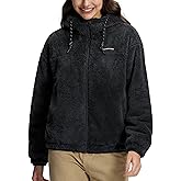 Pioneer Camp Sherpa Jacket Women Black Winter Jackets for Women Fleece Zip Up Hoodie Fuzzy Coats Lightweight Womens Fleece Jacket
