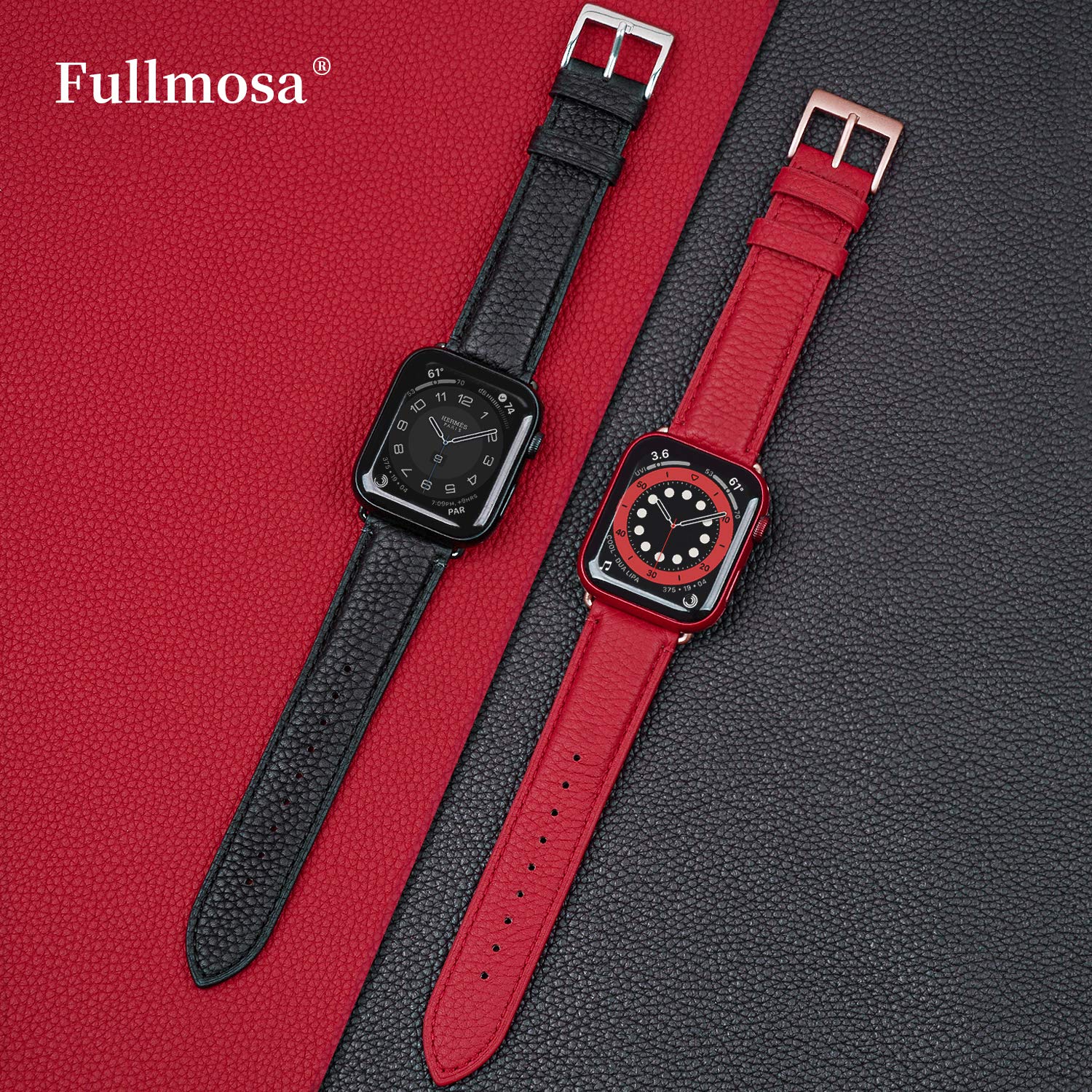 Fullmosa Leather Bands Compatible Apple Watch Band 38mm 40mm 41mm 42mm 44mm 45mm 49mm, Dressy Chic iWatch Strap with Case for iWatch Series 9 8 7 6 5 4 3 2 1 SE Ultra 2 1 for Women