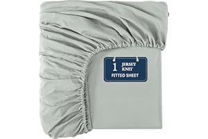 Lane Linen Queen Fitted Sheet Only - 4 Way Stretch Knitted Deep Pocket Queen Bottom Sheet - Fits Upto 16" Mattress (No Flat Sheet), Wrinkle Free, Soft Microfiber Fitted Sheet Queen - Mineral