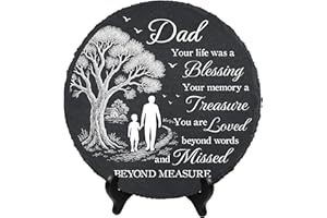 DIGIKAZZ Memorial Garden Stones for Dad, Memorial Gifts for Loss of Father, Sympathy Gifts for Loss of Dad, Garden Stone Memory Father for Son on Christmas