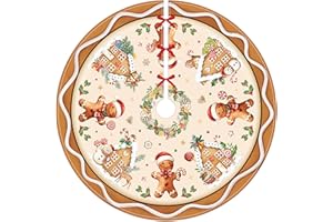 Christmas Tree Skirt 48 Inch Gingerbread Man Christmas Tree Decorations Cute Xmas Tree Mat Ornaments for Home Holiday Xmas Pa