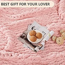 L'AGRATY Chunky Knit Blanket Throw - Soft Chenille