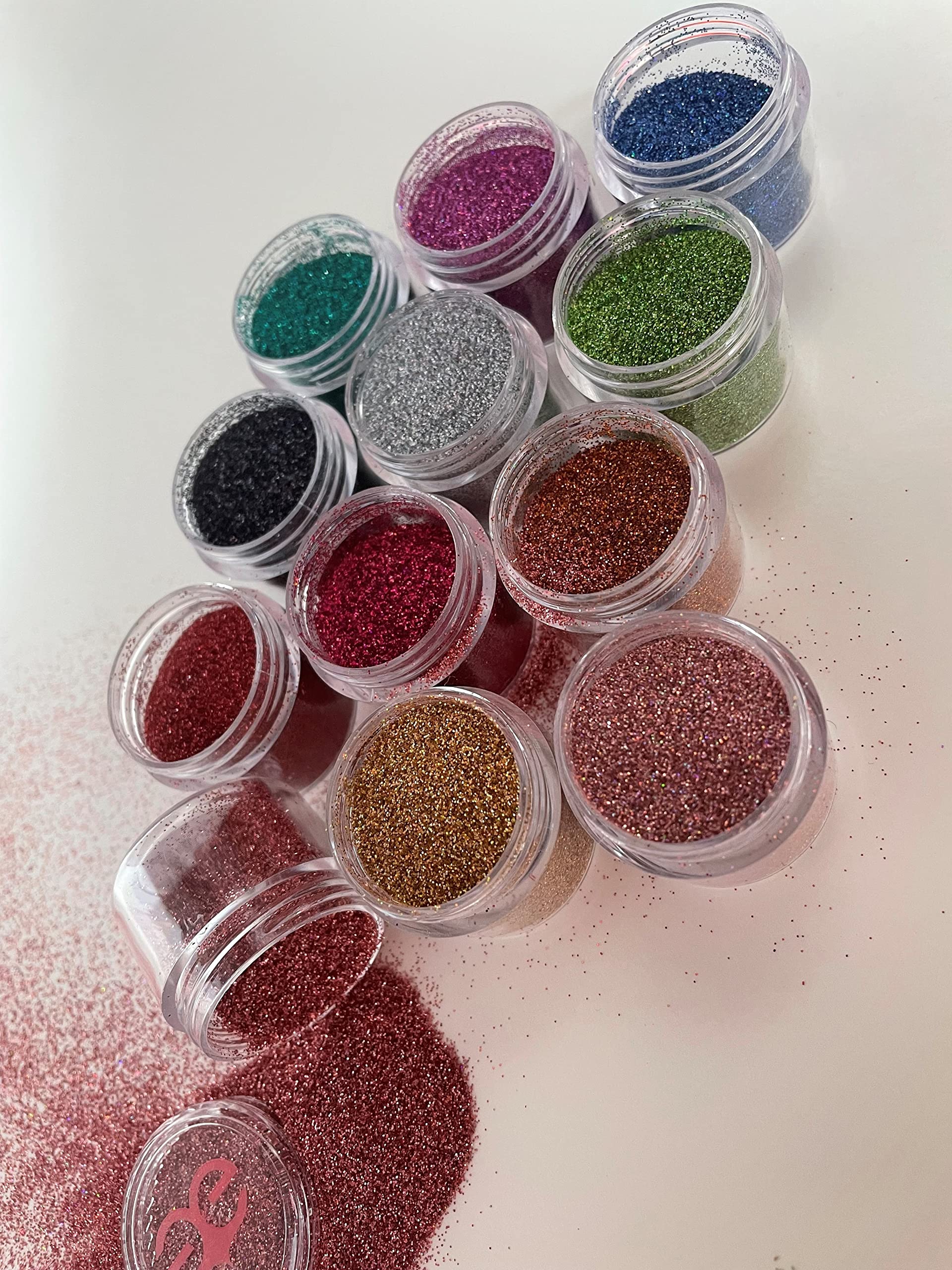 12 x 6g pots fine Holographic Glitters Nails, Resin