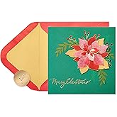 Papyrus Elegant Christmas Card with Red Poinsettia, Perfect for Anyone (Wonderful Holiday)