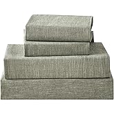 HOMICIA Linen Sheets Twin Size, Stonewashed Linen Cotton Blend Sheets with Slub Texture, Breathable & Soft Cotton Bedsheets, All-Season Comfort, 3 Pieces, Green